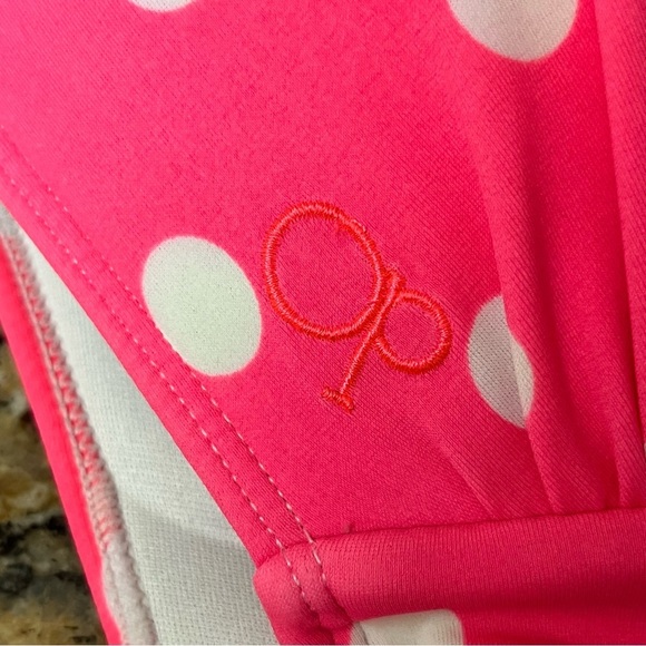 Vintage Y2K OP Pink Polka Dot Halter Bikini Top XL 15/17 Underwire Pinup Retro - Picture 8 of 8